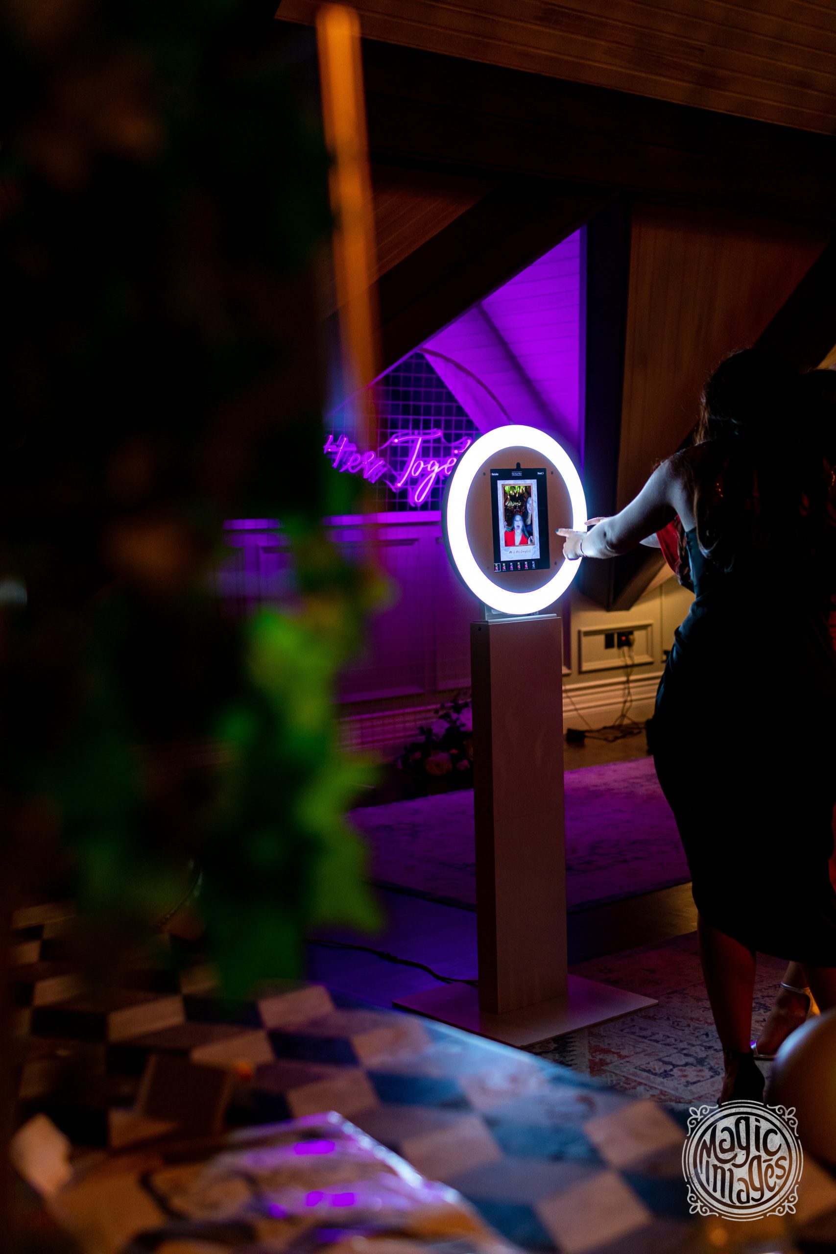 Photo of a photo booth being used by a guest